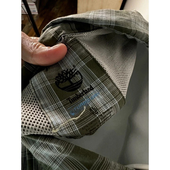 TIMBERLAND Mens Button Down Check Shirt XL Blue Tan - Picture 5 of 7